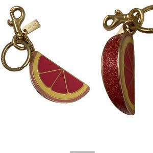 Coach Grapefruit Slice Sparkly Keychain NWOT